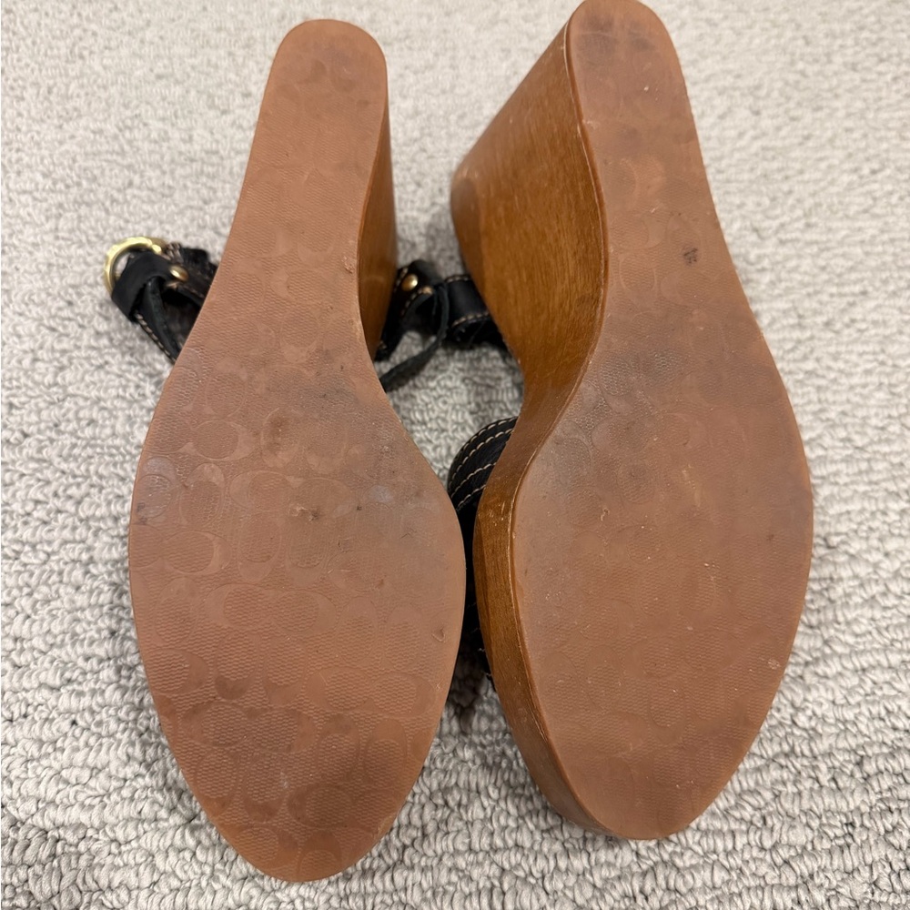 Coach Black and Brown Wedge Sandals - Picture 5 of 6
